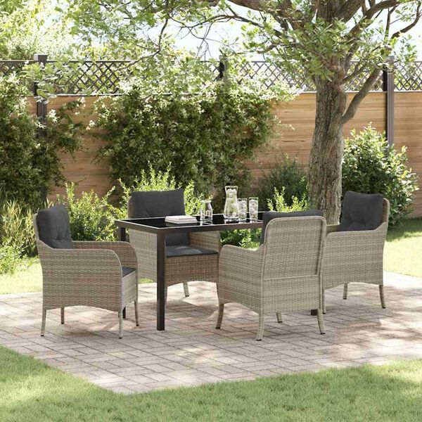 vidaXL Set da Pranzo per Giardino 5 pcs Grigio chiaro polyrattan