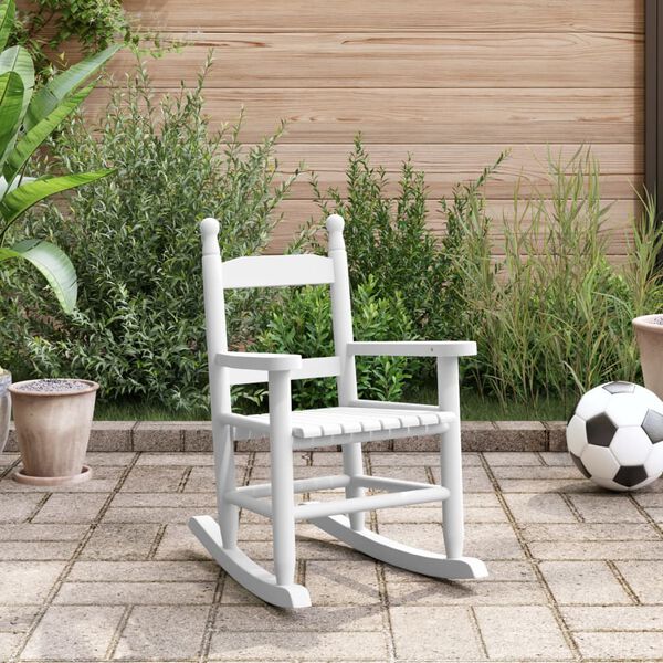 vidaXL Sedia a Dondolo per Bambini Bianca in Legno Massello di Pioppo
