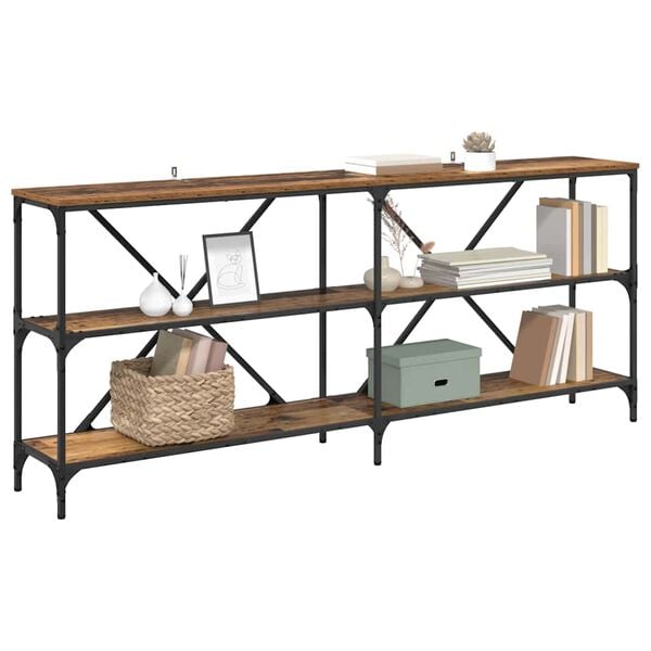 vidaXL Tavolo consolle con lo scaffale Legno vecchio 180 x 30 x 75 cm