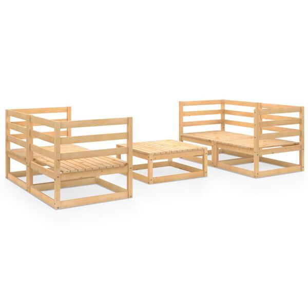 vidaXL Set Divani da Giardino 5 pz in Legno Massello di Pino