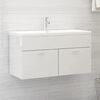 vidaXL Mobile Lavabo Bianco Lucido 90x38,5x46 cm in Legno Multistrato