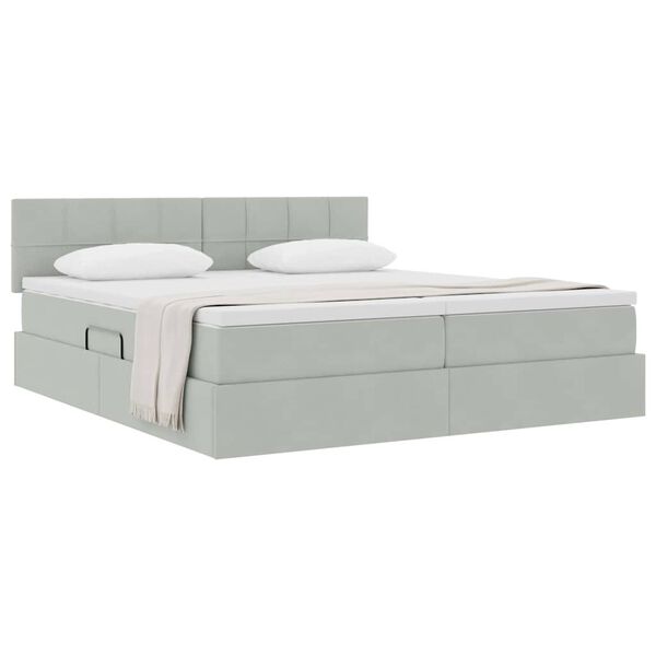 vidaXL Letto con Contenitore con materasso Grigio chiaro 90 x 200 cm