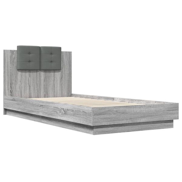 vidaXL Giroletto con Testiera Grigio Sonoma 90x200cm Legno Multistrato