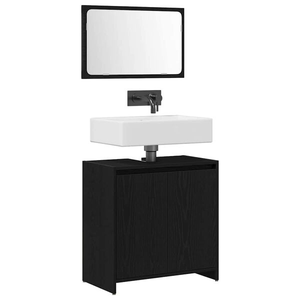 vidaXL Mobile da Bagno Rovere Nero 60 x 33 x 61 cm Legno multistrato