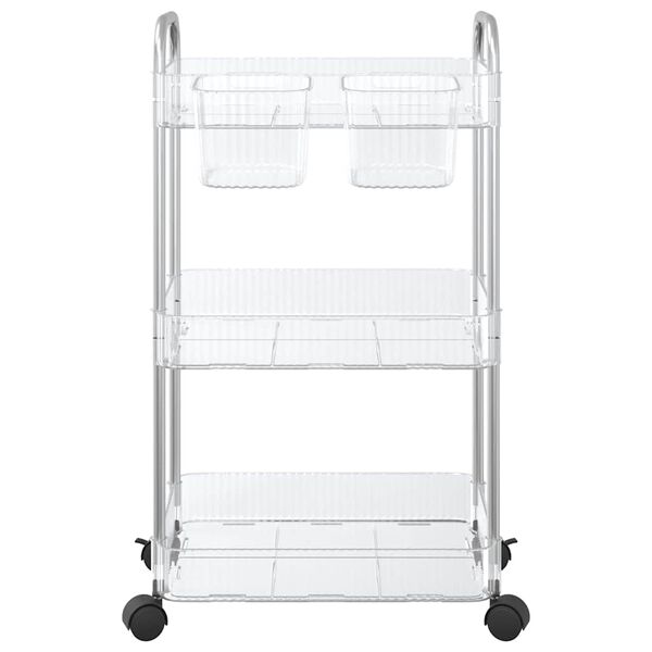 vidaXL Carrello Portaoggetti a 3 Livelli 37x28x68 cm in Acrilico