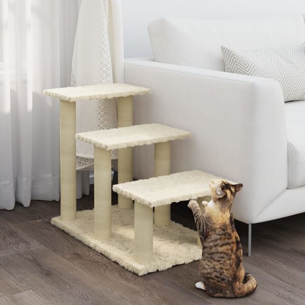 vidaXL Albero per Gatti con Tiragraffi in Sisal Crema 50,5 cm