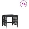 vidaXL Sgabelli da Giardino con Cuscini 4pz Neri 41x41x36cm Polyrattan