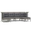 vidaXL Set Divani da Giardino 6 pz con Cuscini in Polyrattan Grigio