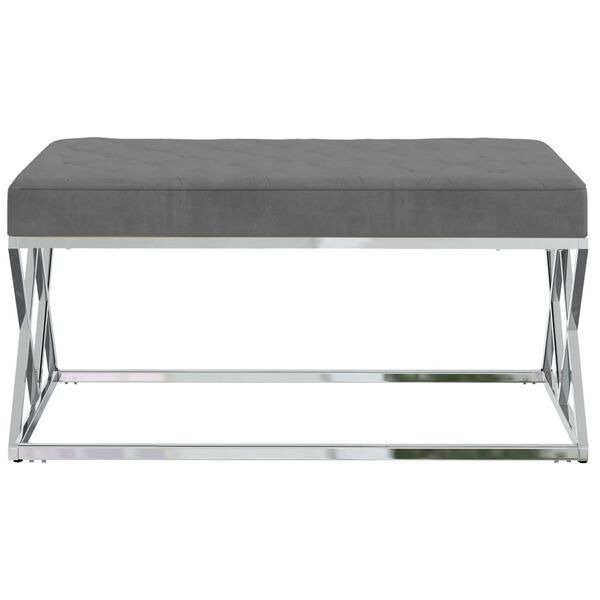 vidaXL Panca Grigio Scuro in Velluto e Acciaio Inossidabile