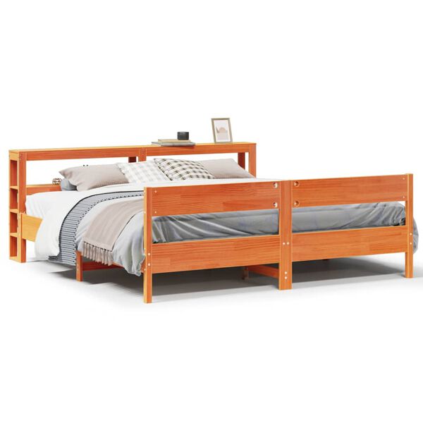 vidaXL Letto senza Materasso Marrone Cera 200x200 cm in Legno di Pino