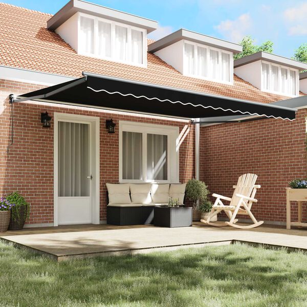 vidaXL Tenda Retrattile Nero 450 &times; 300 cm Poliestere e Metallo