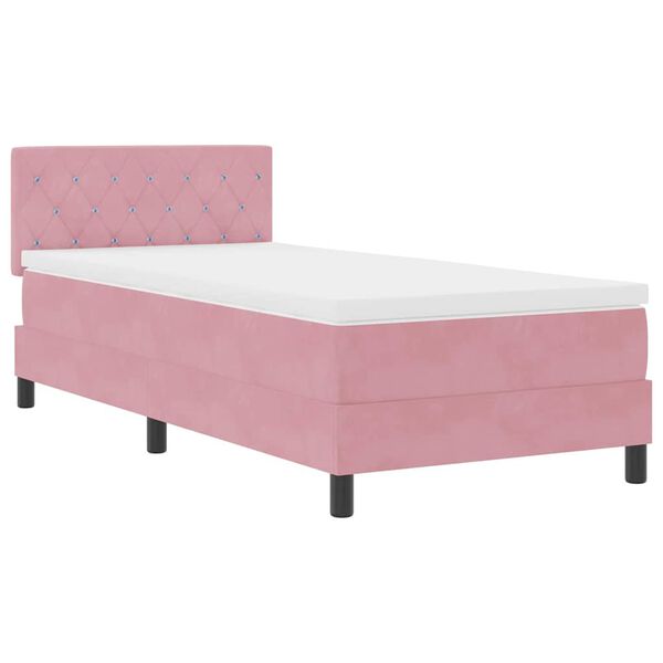 vidaXL Letto a molle con materasso Rosa 90 x 190 cm Velluto