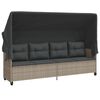 vidaXL Lettino con Baldacchino e Cuscini Grigio Chiaro&nbsp;in Polyrattan