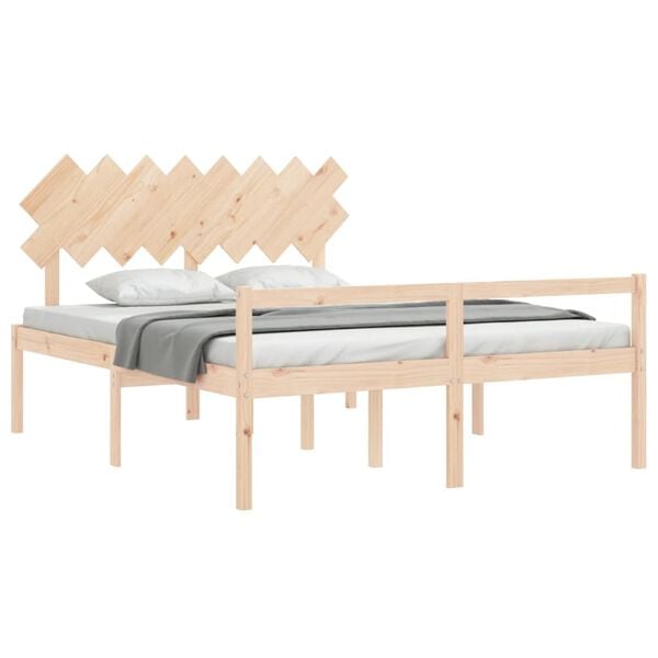 vidaXL Letto per Anziani con Testiera 160x200 cm in Legno Massello