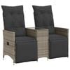 vidaXL Divano Giardino Reclinabile 2 Posti Tavolino Grigio Polyrattan