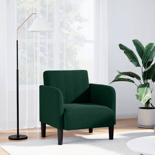 vidaXL Divano Sedia con Braccioli Verde Scuro 54 cm in Velluto