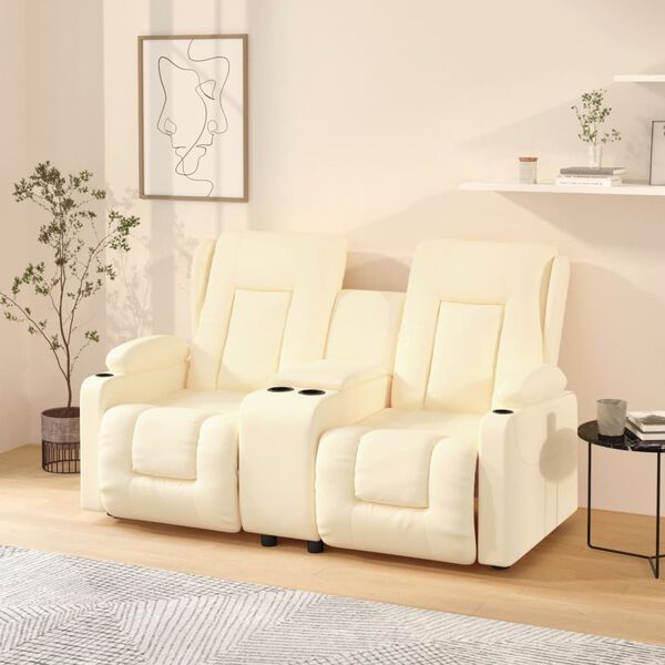 vidaXL Divano Massaggiante 2 Posti con Portabicchieri Crema Similpelle