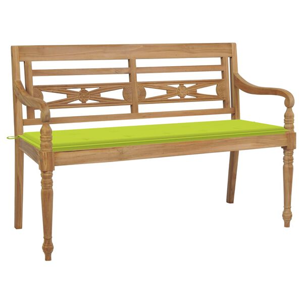 vidaXL Panchina Batavia con Cuscino Verde Acido 150cm in Teak Massello