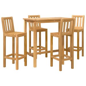 vidaXL Set Bar da Esterno 5 pz Non trattato Legno di teak solido