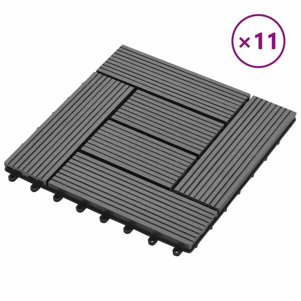 vidaXL Piastrella per Decking 11 pcs Grigio 30 x 30 cm WPC