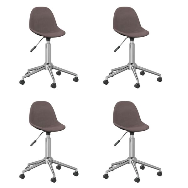 vidaXL Sedie da Pranzo Girevoli 4 pz Tortora in Tessuto