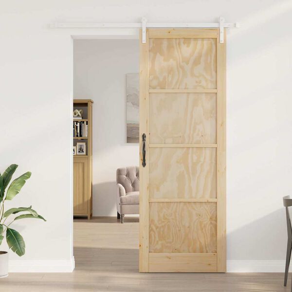 vidaXL Porta scorrevole Marrone 83 x 232 cm Pino massello