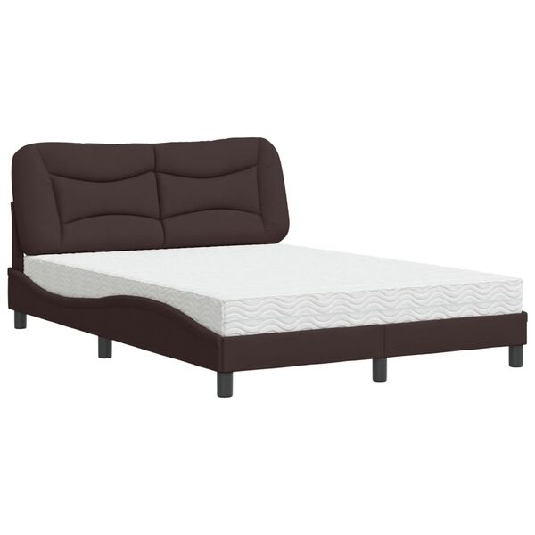 vidaXL Letto con Materasso Hvar Marrone Scuro 140x190cm Tessuto