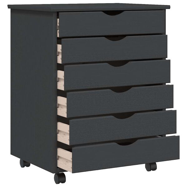 vidaXL Armadietto Rotante con Cassetti MOSS Grigio Legno Massello Pino