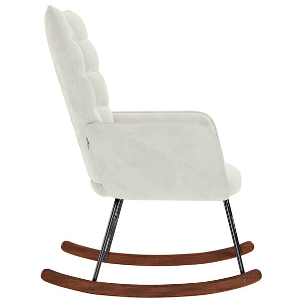 vidaXL Sedia a Dondolo Crema in Velluto