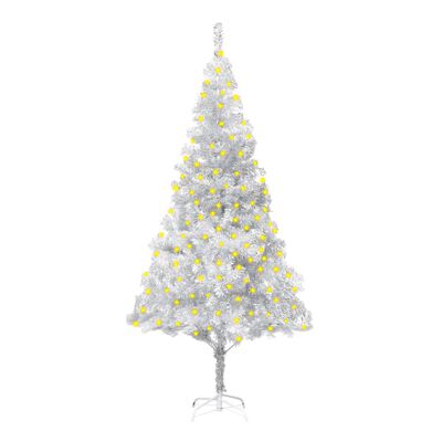 vidaXL Albero di Natale Preilluminato con Supporto Argento 180 cm PET