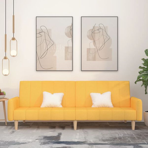 vidaXL Divano Letto a 2 Posti Giallo in Tessuto