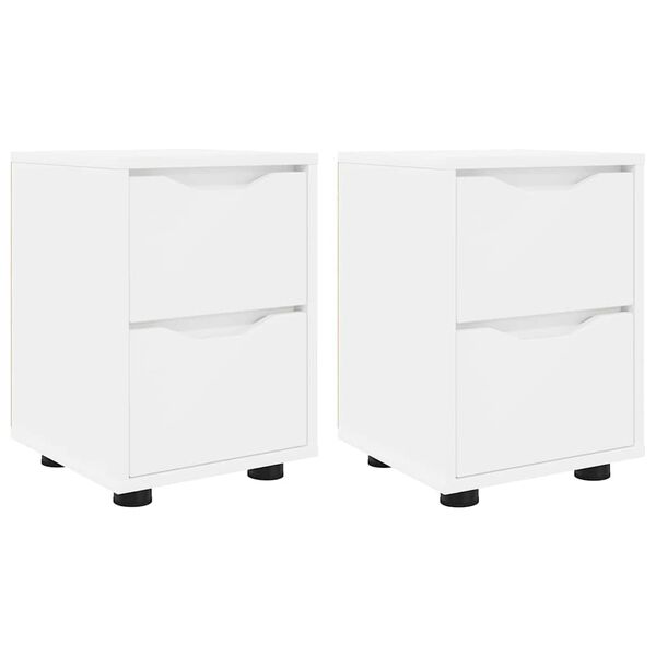 vidaXL Comodini 2 pcs Bianco 30,5 x 30 x 43 cm Legno multistrato