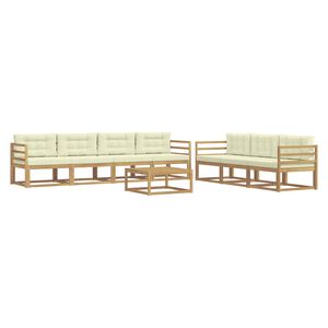 vidaXL Set di divani da esterno 7 pz Bianco e Crema