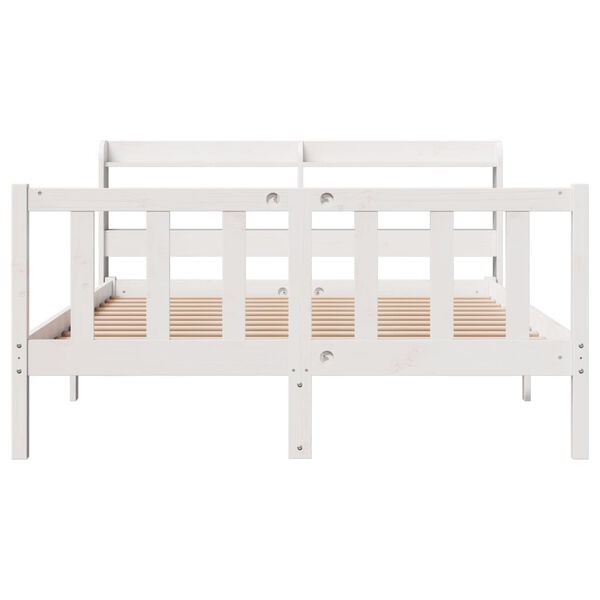 vidaXL Letto senza Materasso Bianco 160x200 cm Legno Massello di Pino