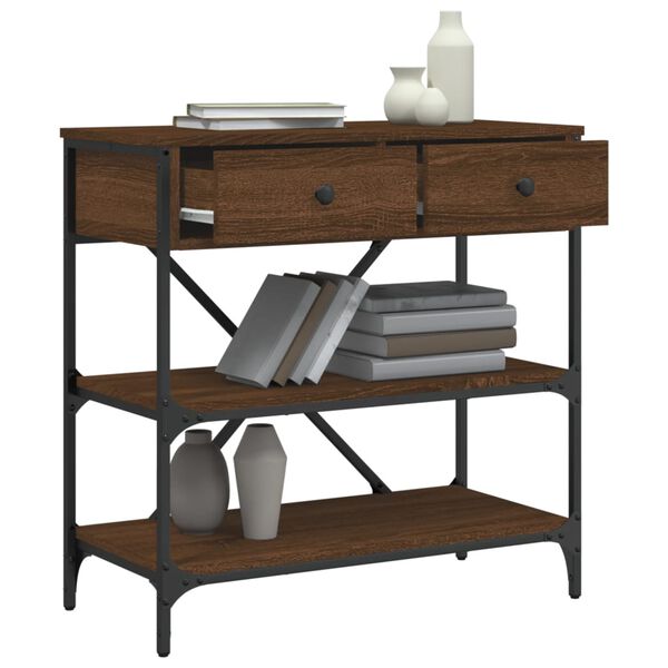 vidaXL Tavolino Consolle Rovere Marrone 75x34,5x75cm Legno Multistrato