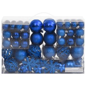 vidaXL Set Palline di Natale 111 pz Blu in Polistirene
