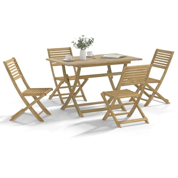vidaXL Set da Pranzo per Giardino 5 pz in Legno Massello di Acacia