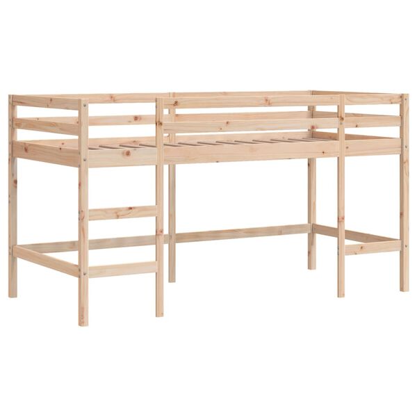 vidaXL Letto Soppalco con Scala Bambini 90x200 cm Legno Massello Pino
