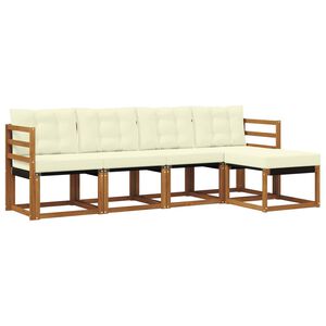 vidaXL Set di divani da esterno 5 pz Naturale e Crema