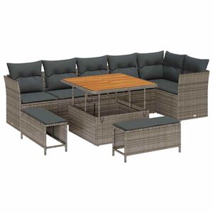 vidaXL Set Divano da Giardino 9 pcs Grigio polyrattan