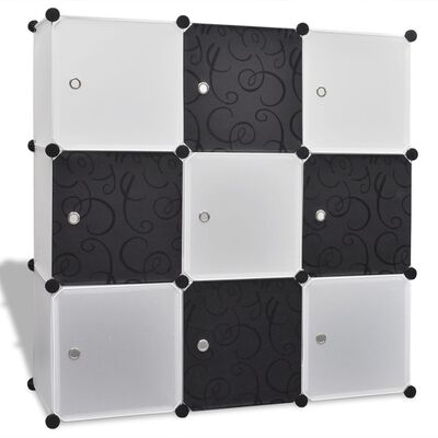 vidaXL Scaffale a Cubi con 9 Scomparti Nero e Bianco 110 x 37 x 110 cm