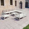 vidaXL Set Divani da Giardino 10 pz Bianchi in Legno Massello di Pino