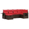 vidaXL Set Divani da Giardino 6 pz con Cuscini Marrone in Polyrattan