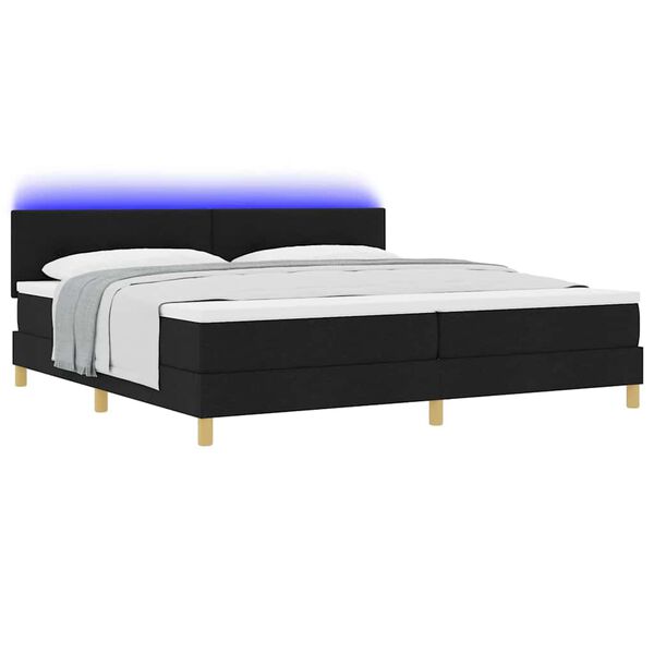 vidaXL Letto a Sorgente LED con materasso Nero 200 x 200 cm Tessuto