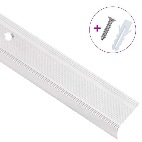 vidaXL Profili a L per Gradini 15 pz in Alluminio 90 cm Argento