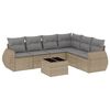 vidaXL Set Divani da Giardino 7 pz con Cuscini Beige in Polyrattan