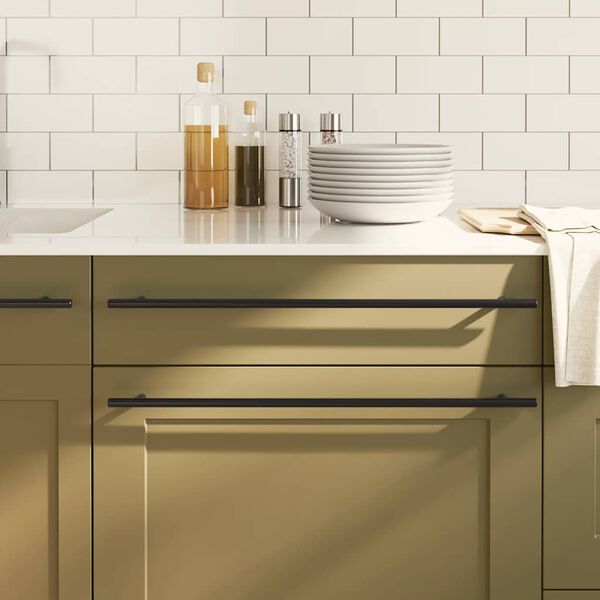 vidaXL Maniglie per Mobili 5pz Nere 480mm in Acciaio Inox