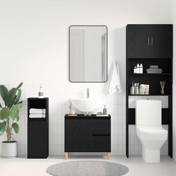 vidaXL Mobile da Bagno Rovere Nero 65 x 33 x 60 cm Legno multistrato