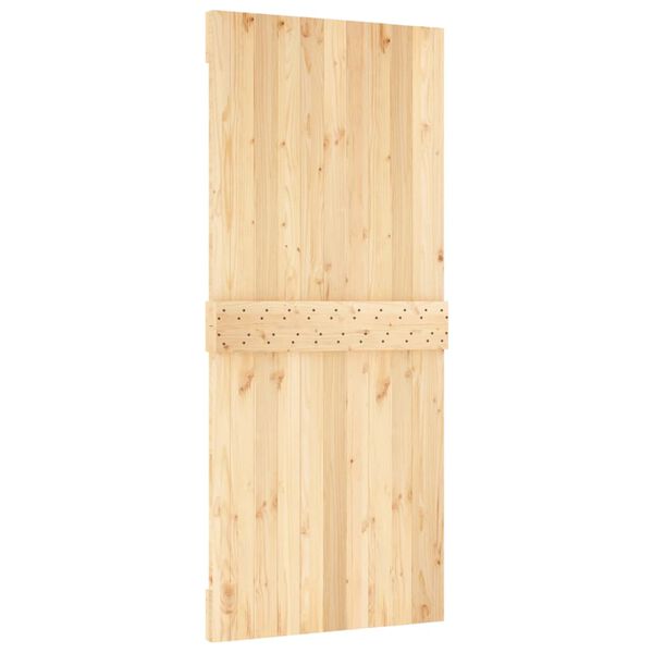 vidaXL Porta Scorrevole con Set Hardware 90x210 cm Legno Massello Pino