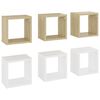 vidaXL Mensole Parete a Cubo 6 pz Bianco e Rovere Sonoma 22x15x22 cm